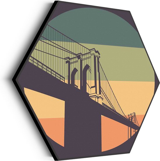 Akoestisch Schilderij New York 1978 Illustratie Hexagon Basic L (100 X 86 CM) - Akoestisch paneel - Akoestische Panelen - Akoestische wanddecoratie - Akoestisch wandpaneel