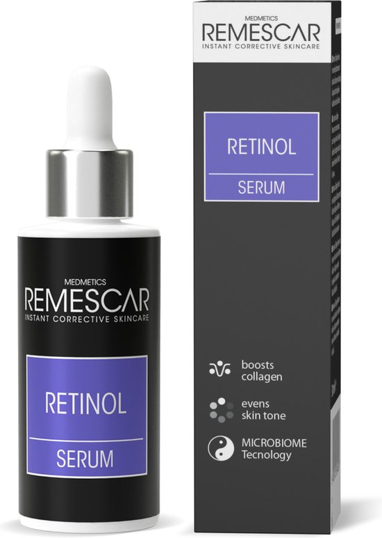 Remescar Retinol Serum - Anti Aging serum voor een gladde en egale huid, met Collageen boost ter vermindering van onzuiverheden, Gezicht serum met 0,25% Retinol voor vrouwen en mannen, 30 ml