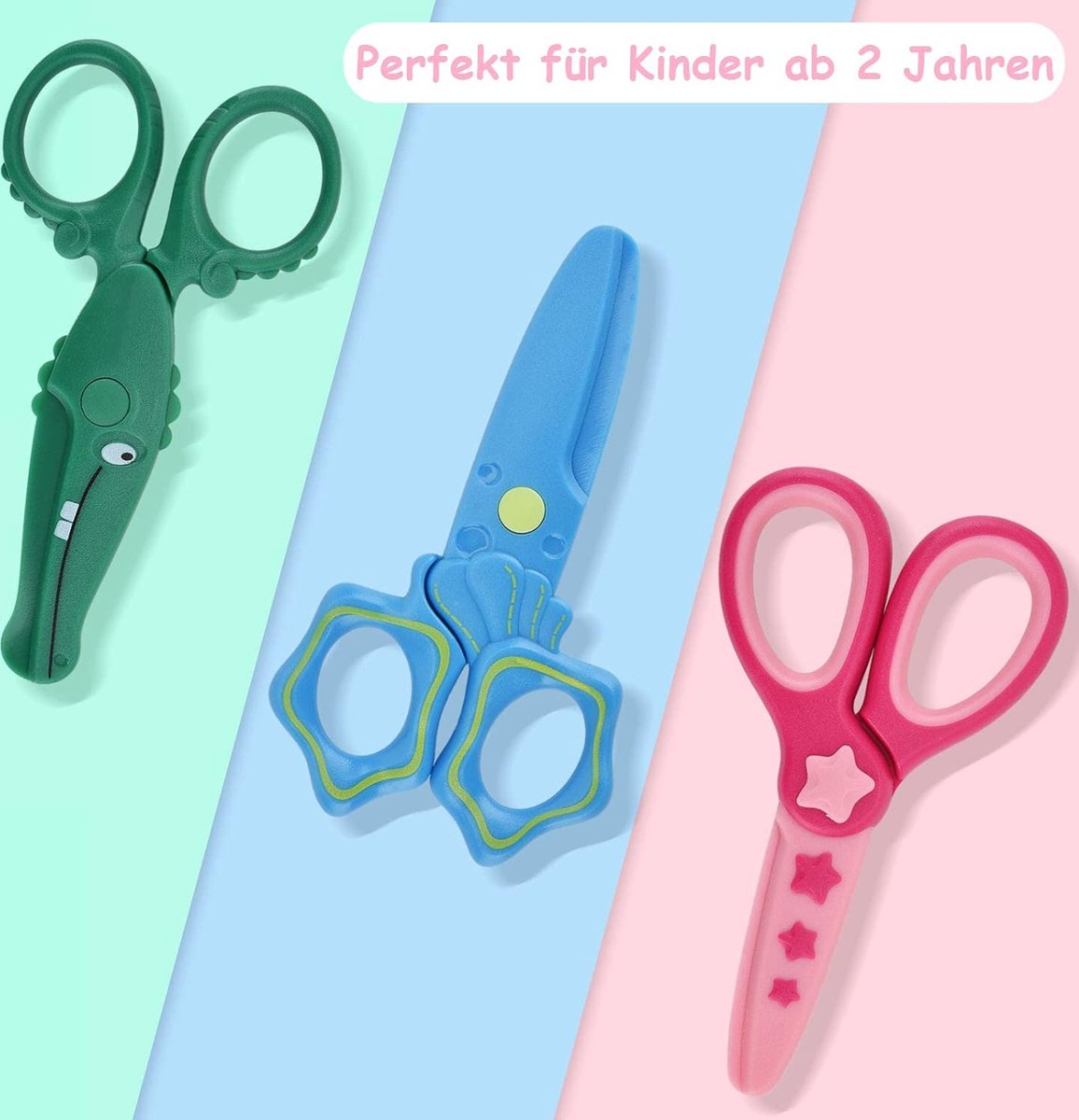 Lot De 2 Ciseaux Sécurité Enfants – Lames En Plastique PP, Tête Ronde, Idéal Pour Bricolage à La Maison Ou à L'École - 2