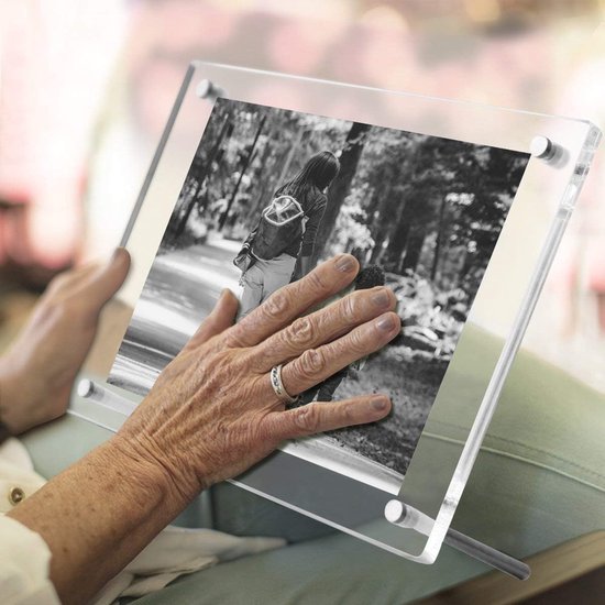 TUKA-i-AKUT 5X Acryl Posterlijsten voor A4 Poster, Dubbel Acryl Paneel Kristalheldere, Desktop Tafelblad Displayframe voor Familiefoto Documenten Certificaat Flyer Posters, TKD9400-A4-5x