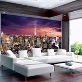 Fotobehangkoning - Behang - Vliesbehang - Fotobehang New York Avond - Steden - Stad - Evening in New York City - 100 x 70 cm