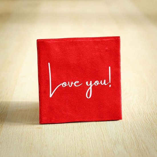 Tegeltje - Love you! | Rood | 10x10cm - Interieur - Wijsheid - Tegelwijsheid - Spreuktegel - Keramiek - BONT