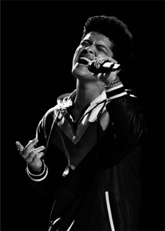 Allernieuwste peinture sur toile Bruno Mars Singer - Pop Star - Zwart et Wit - 50 x 70 cm