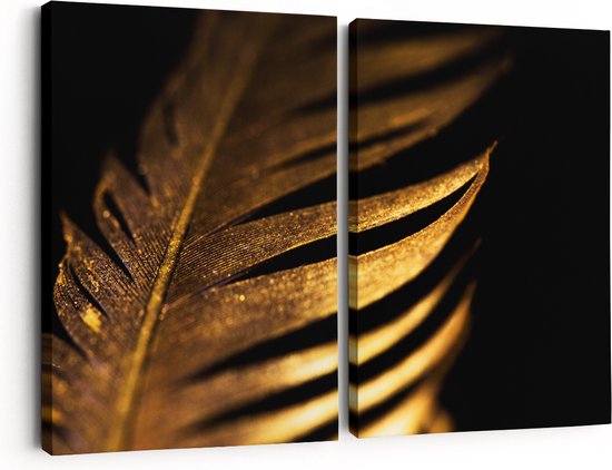 Artaza Canvas Schilderij Tweeluik Gouden Veer - 60x40 - Klein - Foto Op Canvas - Canvas Print