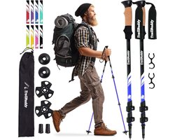 Hiking Poles - Telescopic Walking Poles for Men and Women - Extendable 62 - 137 cm - Ultralight Trekking Poles Made of 7075 Aluminium - 1 Pair