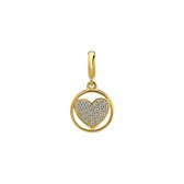 Lucardi Dames Zilveren goldplated hanger hartje in rondje - Hanger - 925 Zilver - Goudkleurig