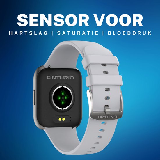 Cinturio SQ1 Grey - Smartwatch voor heren en dames - Sporthorloge – beschikbaar in 4 kleuren - Cinturio