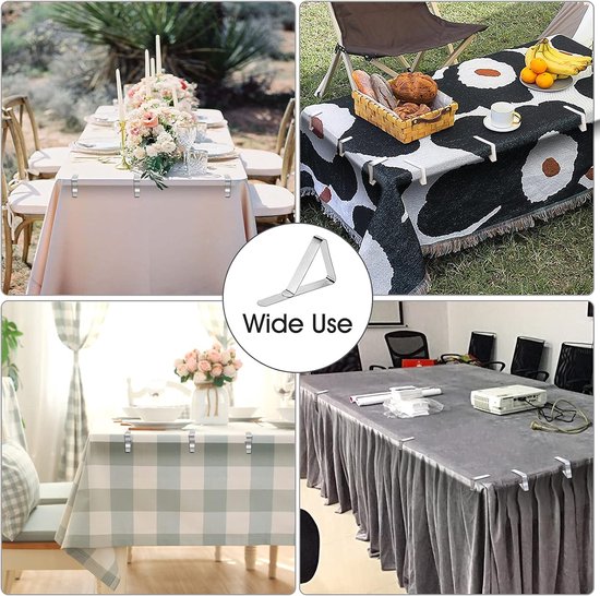 Lot De 4 Pinces à Nappe Antidérapantes En Acier Inoxydable Pour Pique-nique, épaisses