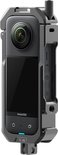 Zwarte Ulanzi kooi voor de Insta360 X3 camera met lens en scherm.
