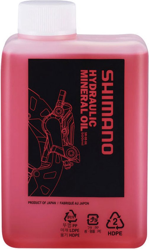 Huile minérale hydraulique Shimano . Flacon 500ml (emballage