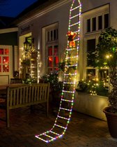 Kerstverlichting - Ladderontwerp met Kleurrijke LED's en Afneembare Kerstmanfiguur, Perfect voor Decoratie Binnen en Buiten, met Geavanceerde Timer- en Geheugenfuncties, 8 Verschillende Lichtmodi