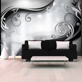 Fotobehangkoning - Behang - Vliesbehang - Fotobehang Zilveren Muur - Hotel Chique - Grey wall - 350 x 245 cm