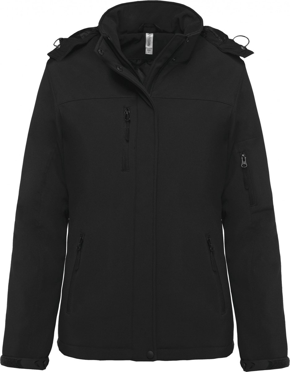 Kariban Gewatteerde softshell damesparka met capuchon K651 Zwart