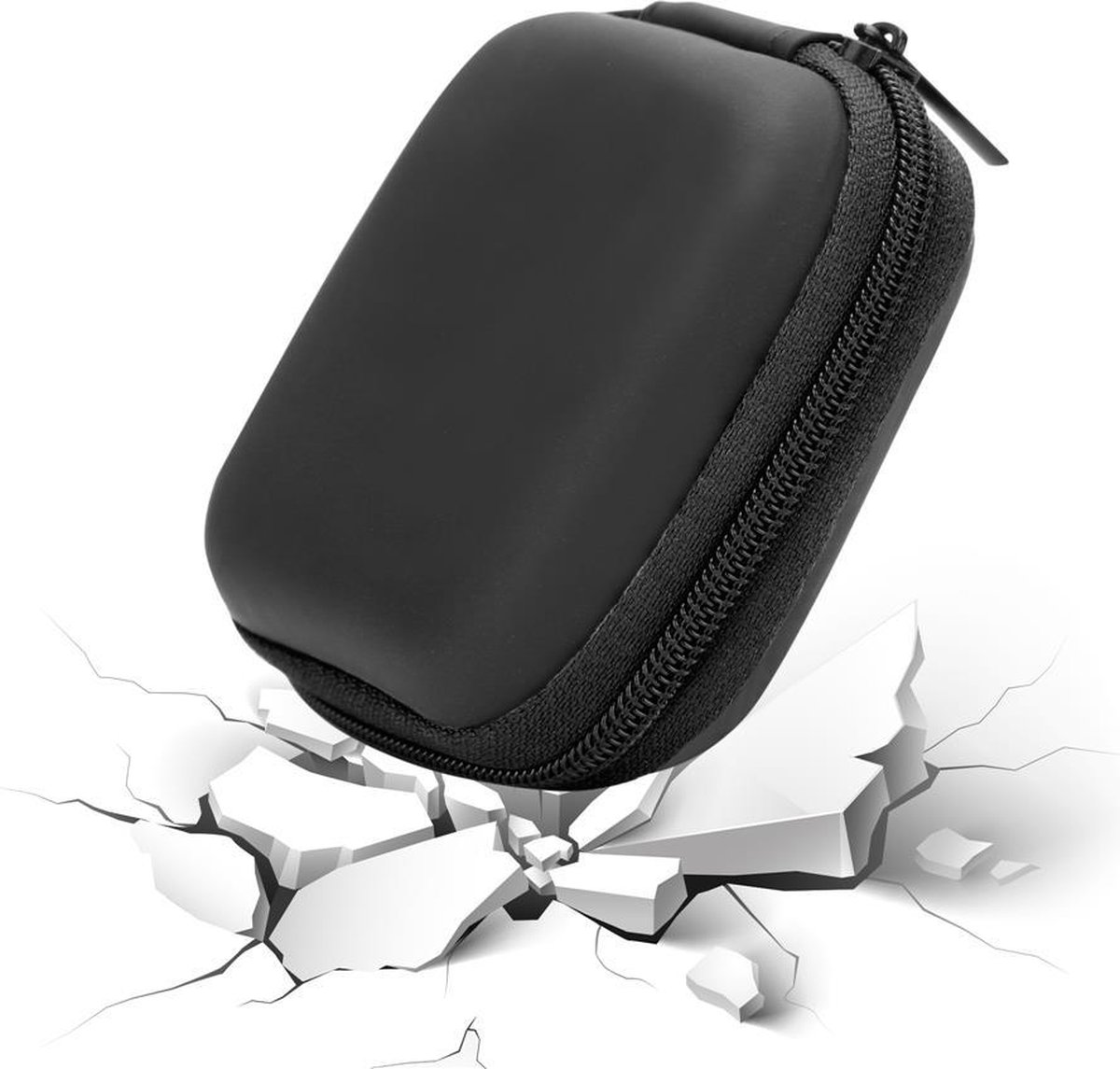 Boîte De Rangement Noir Tressé 11x8x4 Cm – étui EVA Résistant Pour écouteurs, Clés USB, Cartes Et Accessoires