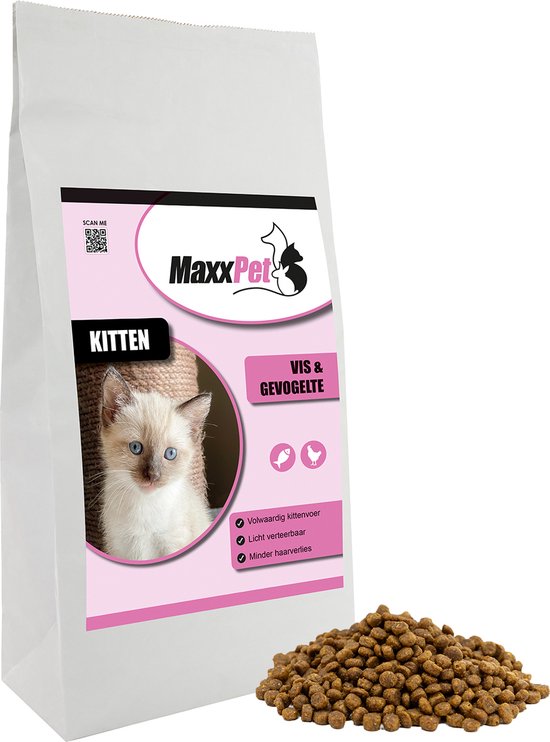 MaxxPet Kattenvoer - Kat- en Kittenvoer - Kittens tot 1 jaar - Vis & Gevogelte - 4kg