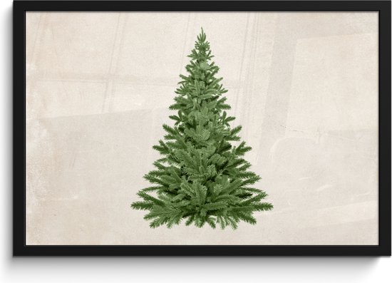 Poster in lijst - Fotolijst 60x40 cm - Posters - Kerstboom - Groen - Kerstmis - Feestdagen - Posterlijst zwart - Decoratie - Wanddecoratie woonkamer - Muurdecoratie slaapkamer - Kerstversiering - Kerstdecoratie voor binnen - Kerstmis