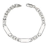 Juwelier Zwartevalk zilveren platte koningsschakel armband met platen - ET 60-3T/21cm--