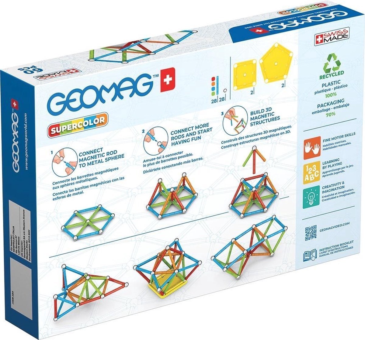 Geomag Super Color Recycled - Magnetisch Constructiespeelgoed met Panelen - 60-delig - Vanaf 3 jaar — afbeelding 7