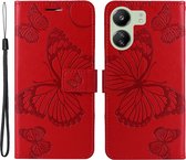 Coverup Vlinders Book Case - Geschikt voor Xiaomi Redmi 13C / Poco C65 Hoesje - Rood