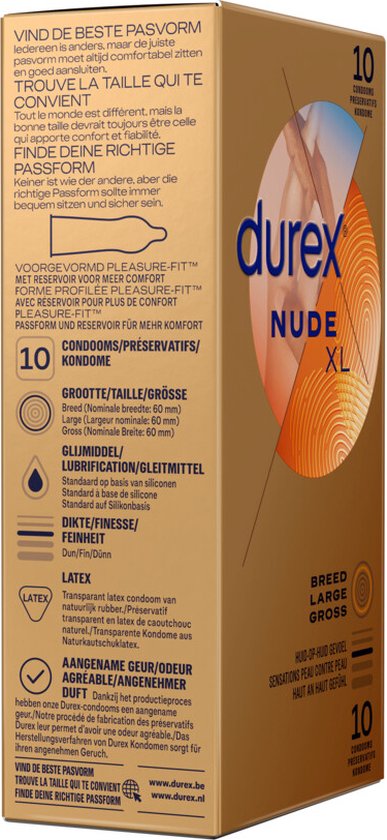 Durex - Préservatifs Nude XL Extra Large - 8 Préservatifs