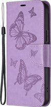 Mobigear Telefoonhoesje geschikt voor Samsung Galaxy S24 Plus Hoesje | Mobigear Butterfly Bookcase Portemonnee | Pasjeshouder voor 2 Pasjes | Telefoonhoesje voor Pinpas / OV Kaart / Rijbewijs - Paars