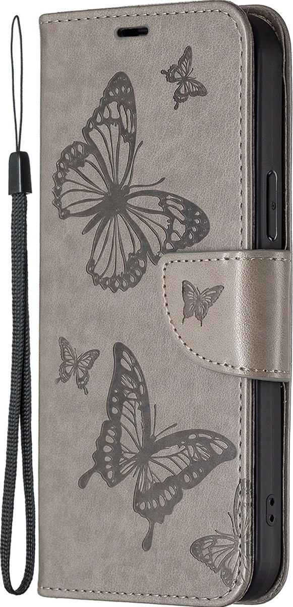 Mobigear Telefoonhoesje geschikt voor Samsung Galaxy S24 Ultra Hoesje | Mobigear Butterfly Bookcase Portemonnee | Pasjeshouder voor 3 Pasjes | Telefoonhoesje voor Pinpas / OV Kaart / Rijbewijs - Grijs