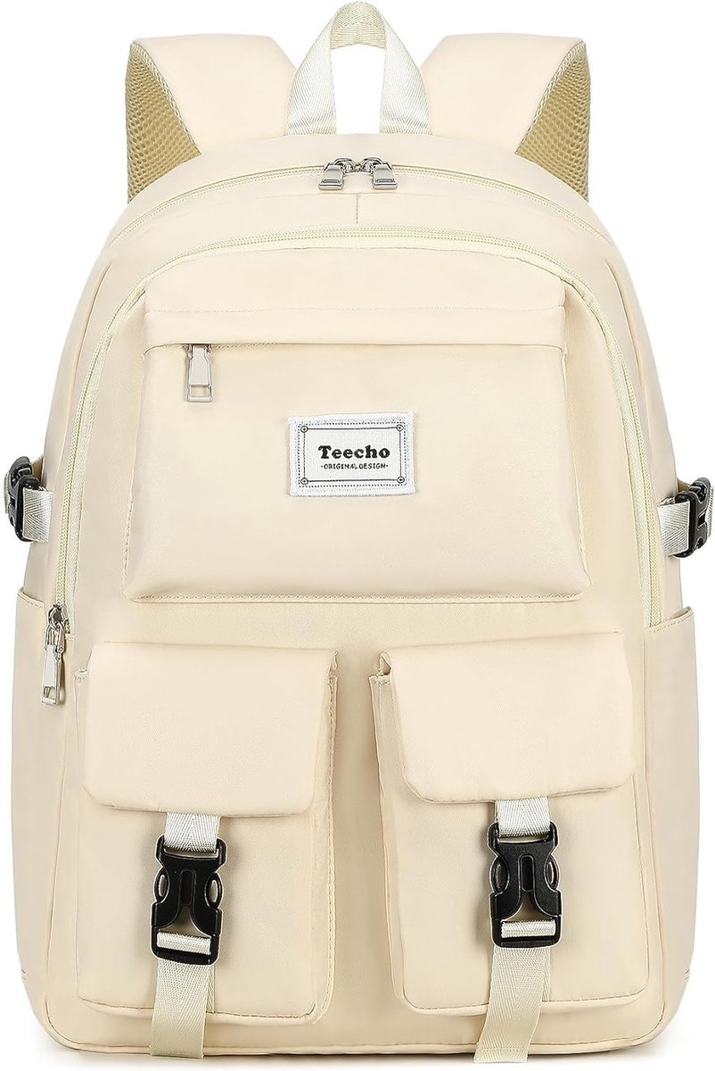 Waterdichte damesrugzak Leuke schoolrugzak voor meisjes Modieuze laptoprugzak voor dames, crème, rugzak