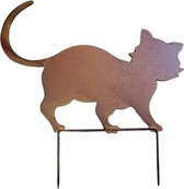 Kat van Roest Metaal Tuindecoratie 30 cm hoog Tuinsteker
