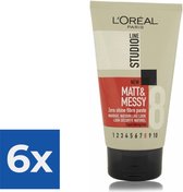 L'Oréal Paris Studio Line Matt & Messy Zero Shine Fibre Paste - 150 ml - Voordeelverpakking 6 stuks