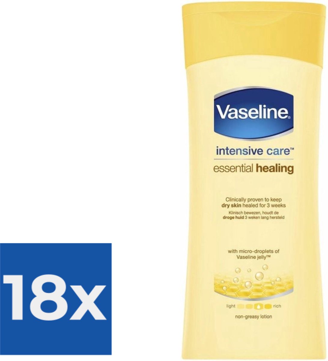 Bol.com Vaseline Essential Healing - 200 ml - Bodylotion - Voordeelverpakking 18 stuks aanbieding