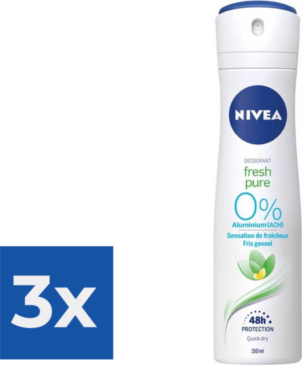 Goedkoopste Nivea Deodorant Spray Pure & Natural Jasmine 150 ml - Voordeelverpakking 3 stuks