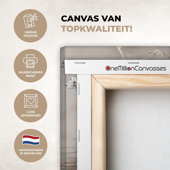 Tableau sur toile Fleur d'amandier - Peinture - Painting - Art - Van Gogh - Beige - Abstrait - 90x60 cm - Décoration murale