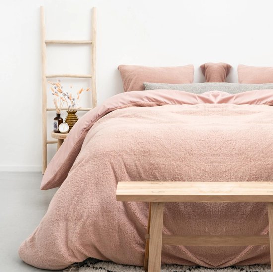 Droomtextiel Teddy Dekbedovertrek Roze - 200x200/220 cm - Luxe Teddystof - Heerlijk Zacht van Merkloos — afbeelding 4