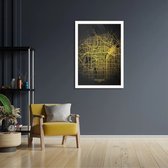 Poster Los Angeles Plattegrond Zwart Geel Rechthoek Verticaal Met Lijst M (30 X 40 CM) - Witte Lijst - Wanddecoratie - Posters