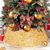 Kerstboomkraag, Grote Cirkelvormige Champagne Gouden Paillettenboomrok, Vouwbare Kerstboomdeken voor Boomversiering, Decoratieve Boomvoetbedekking voor Kerstboomrok