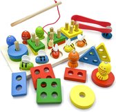 Montessori Steekplaat van hout, sorteerspel, steekspeelgoed voor kinderen, steekspeelgoed en magnetisch visspel, bijenknijperset, geometrische bouwdoos, vormsorteerspel, baby voor 1 2 jaar