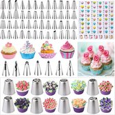 Taartdecoratiesets 356 stuks, Taartaccessoires met draaibare taartplaat spuitmonden spuitzakken Taartdecoratie, bakaccessoires voor cupcakes taarten