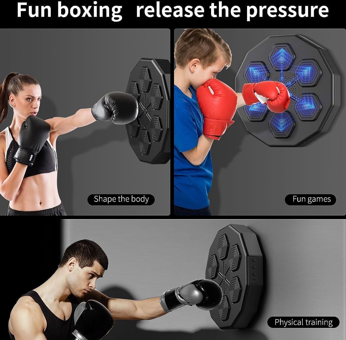 FanSee Machine de Boxe Intelligente Murale, Machine de Boxe Bluetooth,  Machine de Boxe Musicale Murale avec Chargement USB : : Sports et  Loisirs