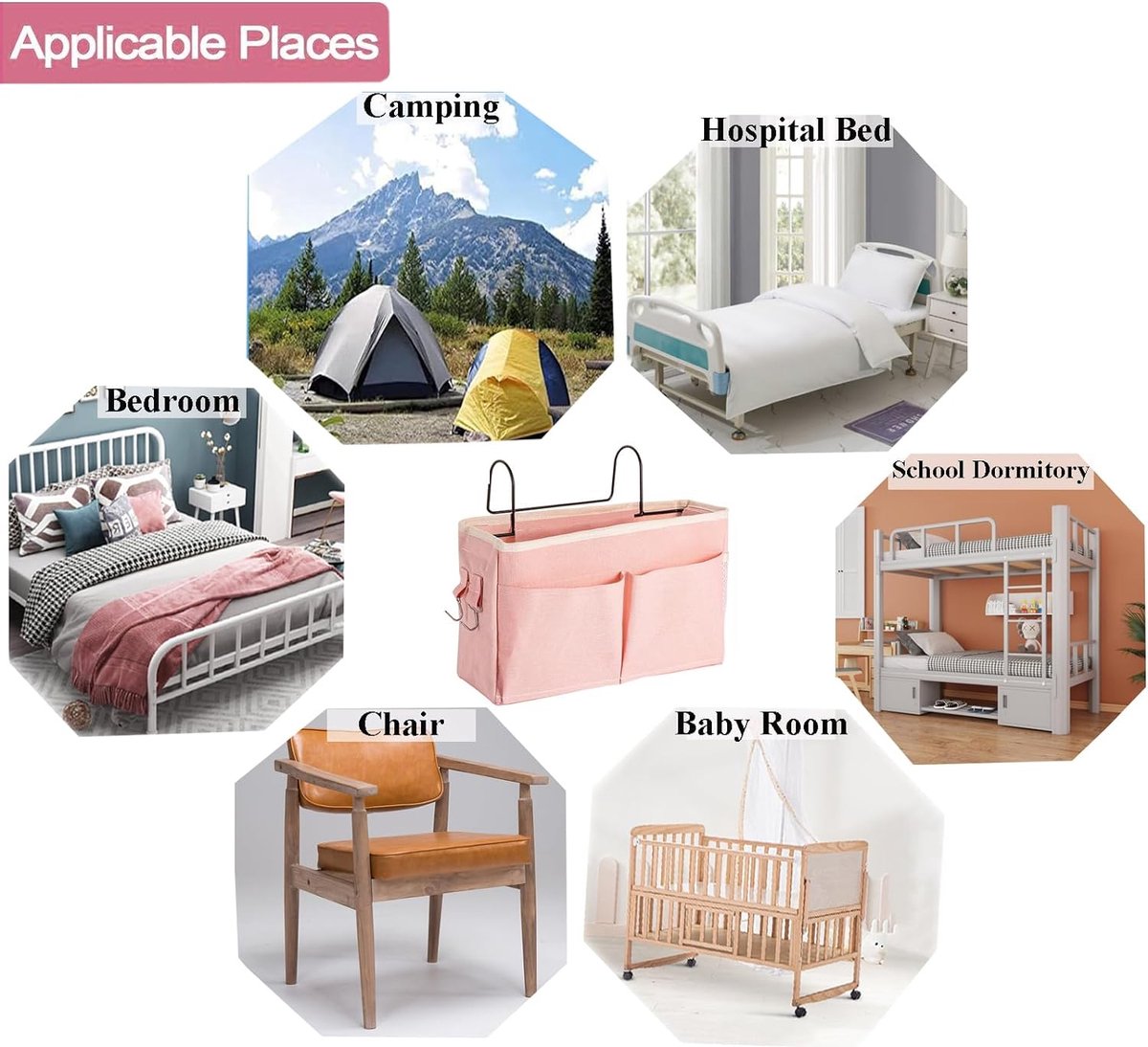 Hidyliu Sac De Rangement Pour Lit Mezzanine à Suspendre, Organiseur De Lit, Sac De Chevet Avec Crochets, Matériau Plastique, Pour Maison, Bureau, L'école, Dortoir, Chambre Superposée(1 Pièce