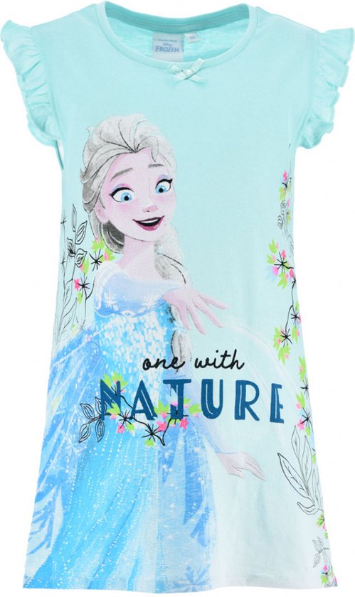 Disney Frozen Nachthemd - Korte Mouw - Zeegroen - Maat 110 (tot 5 jaar)