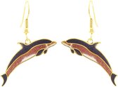 Behave - Oorhangers dames - dolfijnmotief - paars en roze - 1 cm
