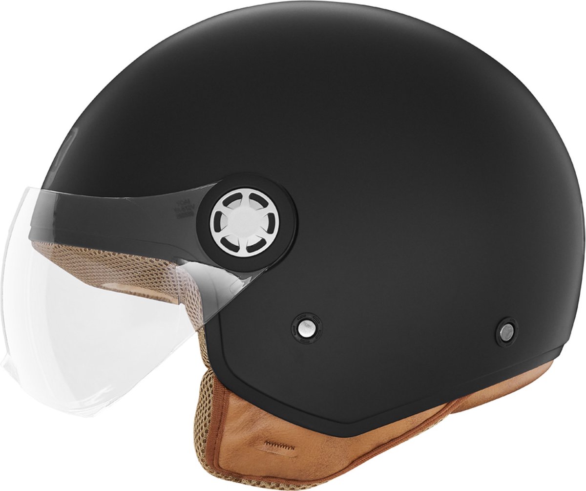 Nox N210 Evo - Luxe jethelm - Mat zwart - Beige voering - Kort helder vizier- ECE 22.06 - Maat XXL - 61 cm