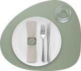 1x Skinnatur Set de table cuir - Laurier - vert - 46x40cm - cuir recyclé - décoration de table - tampon