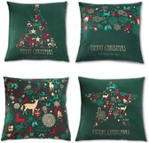 Cushion Cover, Short Plush Cushion Cover, Christmas Cushion Covers, Sofa Cushion Cover with Invisible Zip, Living Room, Bedroom, Decoration Pillow Case (Green, Pack of 4)