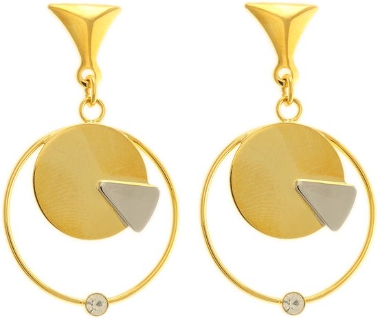 Behave Dames oorhangers geometrisch goud-kleur 5,5cm