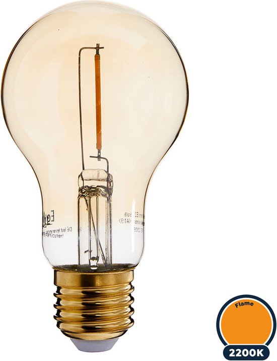 Recyclen Laatste Internationale Led filament E27 bulb lamp 1 Watt, flame (2200K) extra warm licht,  niet-dimbaar, 80... | bol