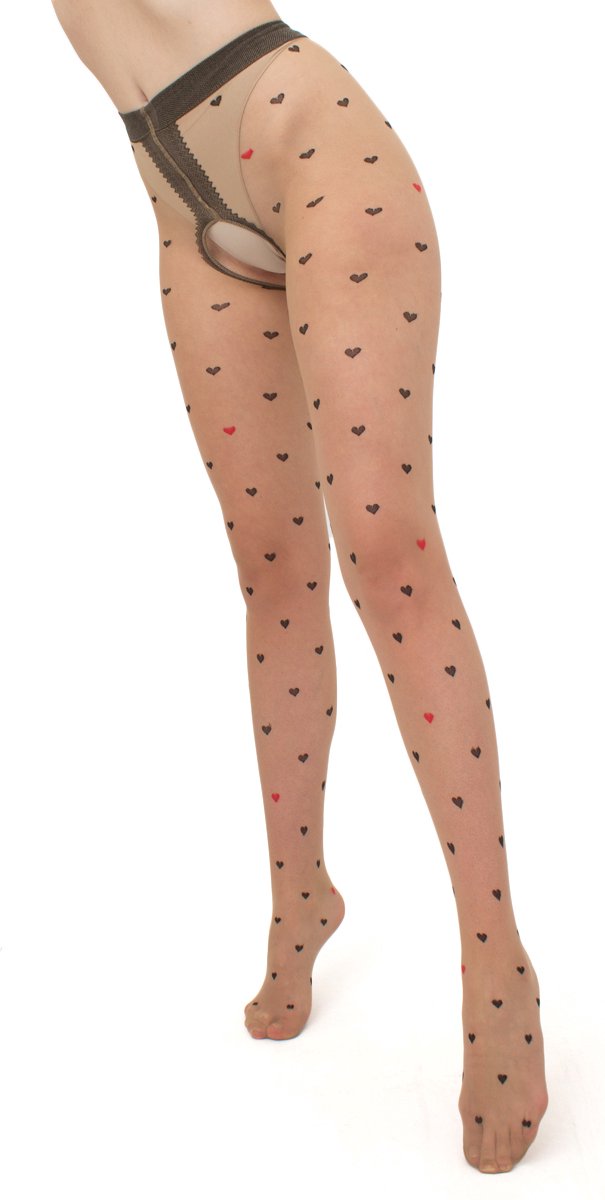 Goedkoopste GIULIA Premim Intimo Fashion beigeige 20 strippanty met hartjes -Large