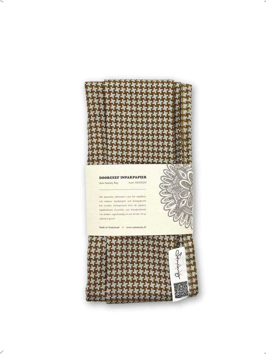 Doorgeef Inpakpapier - Furoshiki - Duurzaam cadeau - Cadeaupapier - Inpakstof - Blauw bruin - Size M