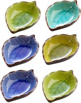 Sausschaaltjes 6 stuks keramische bladeren kom dipschaal porselein mini dessertkommen voorgerechten eetschalen (4 kleuren)