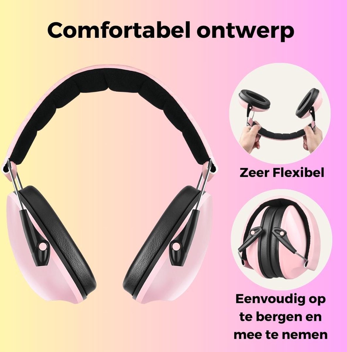 Gehoorbescherming voor Kinderen Oorkappen en Geluidsdempende Oorbescherming Kinderen – WiseQ - Roze – foto 7